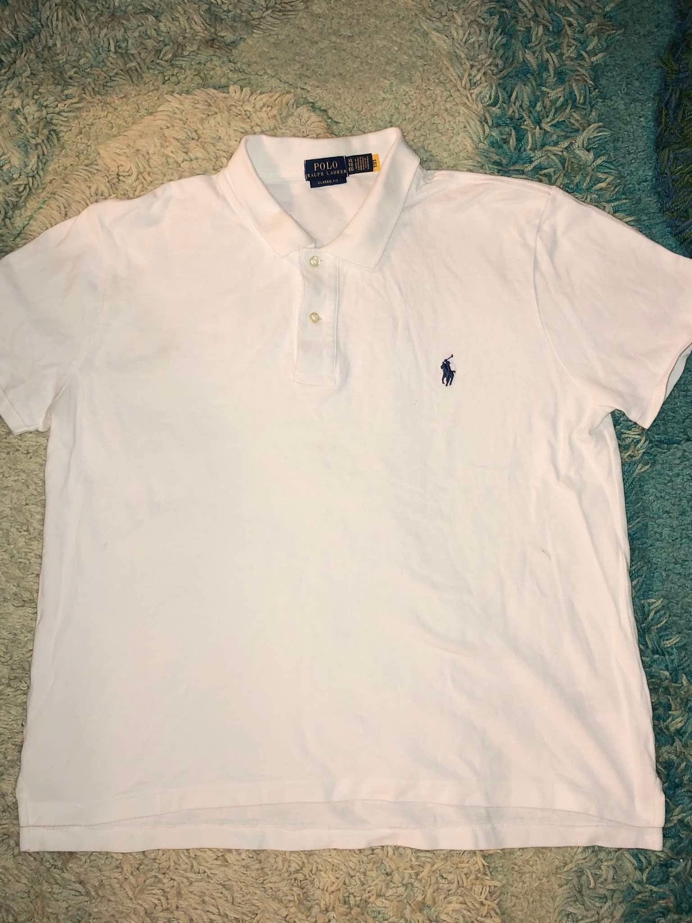 Ralph Lauren White Polo with Navy Pony Embroidery